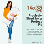 Pillowflex Synthetic Down Pillow Insert - 14x38 Down Alternative Pillow, Ultra Soft, Large Rectangle Body Sleeping Pillow, Lumbar, Long, Back - 1 Decorative Pillow Form