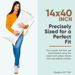 Pillowflex Synthetic Down Pillow Insert - 14x40 Down Alternative Pillow, Ultra Soft, Large Rectangle Body Sleeping Pillow, Lumbar, Long, Back - 1 Decorative Pillow Form