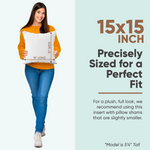 Pillowflex Synthetic Down Alternative Pillow Inserts for Shams - Comfy Pillows for Sleeping, Perfect Pillow & Best Sleeping Pillows, Handmade Down Alternative Throw Pillow Inserts - (15x15 Set of 2)