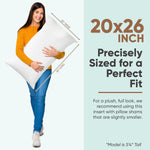 Pillowflex Synthetic Down Pillow Insert - 20x26 Down Alternative Pillow, Ultra Soft Standard Bed Sleeping Pillow, Large Rectangle Sham - 1 Decorative Pillow Form