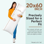 Pillowflex Synthetic Down Pillow Insert - 20x60 Down Alternative, Ultra Soft Body Pillow, Large Queen Body Bed Sleeping Pillow - 1 Decorative Pillow Form
