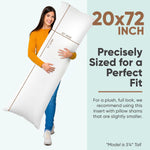 Pillowflex Synthetic Down Pillow Insert - 20x72 Down Alternative, Ultra Soft Body Pillow, Large King Body Bed Sleeping Pillow - 1 Decorative Pillow Form