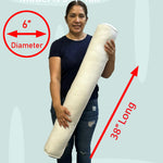 Pillowflex Bolster Pillow - 6 Inch - Plush Polyester-Filled Insert for Decorative Shams - Odorless, Lint and Dust-Free Polyester Filling, No Lumps, Poly-Cotton Shell for Decorative Shams (White, Round)