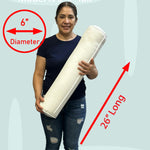 Pillowflex Bolster Pillow - 6 Inch - Plush Polyester-Filled Insert for Decorative Shams - Odorless, Lint and Dust-Free Polyester Filling, No Lumps, Poly-Cotton Shell for Decorative Shams (White, Round)