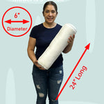 Pillowflex Bolster Pillow - 6 Inch - Plush Polyester-Filled Insert for Decorative Shams - Odorless, Lint and Dust-Free Polyester Filling, No Lumps, Poly-Cotton Shell for Decorative Shams (White, Round)