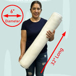 Pillowflex Bolster Pillow - 6 Inch - Plush Polyester-Filled Insert for Decorative Shams - Odorless, Lint and Dust-Free Polyester Filling, No Lumps, Poly-Cotton Shell for Decorative Shams (White, Round)