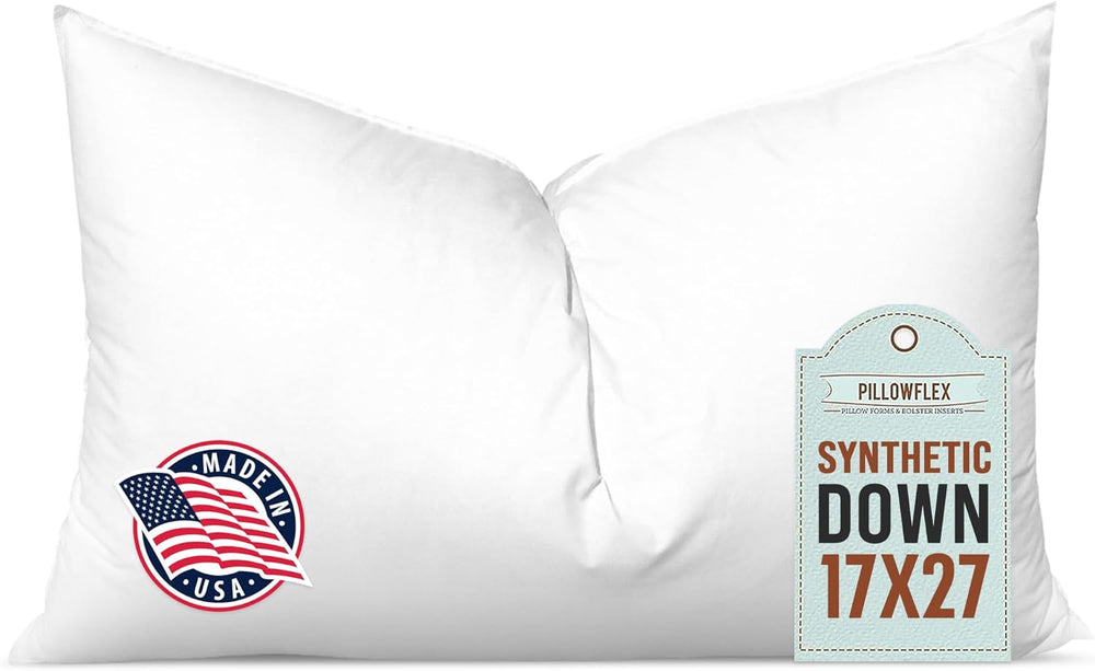 Pillowflex Synthetic Down Pillow Insert - 17x27 Down Alternative Pillow, Ultra Soft, Large Rectangle, Lumbar, Kilim, Back, Sleeping Pillow - 1 Decorative Pillow Form