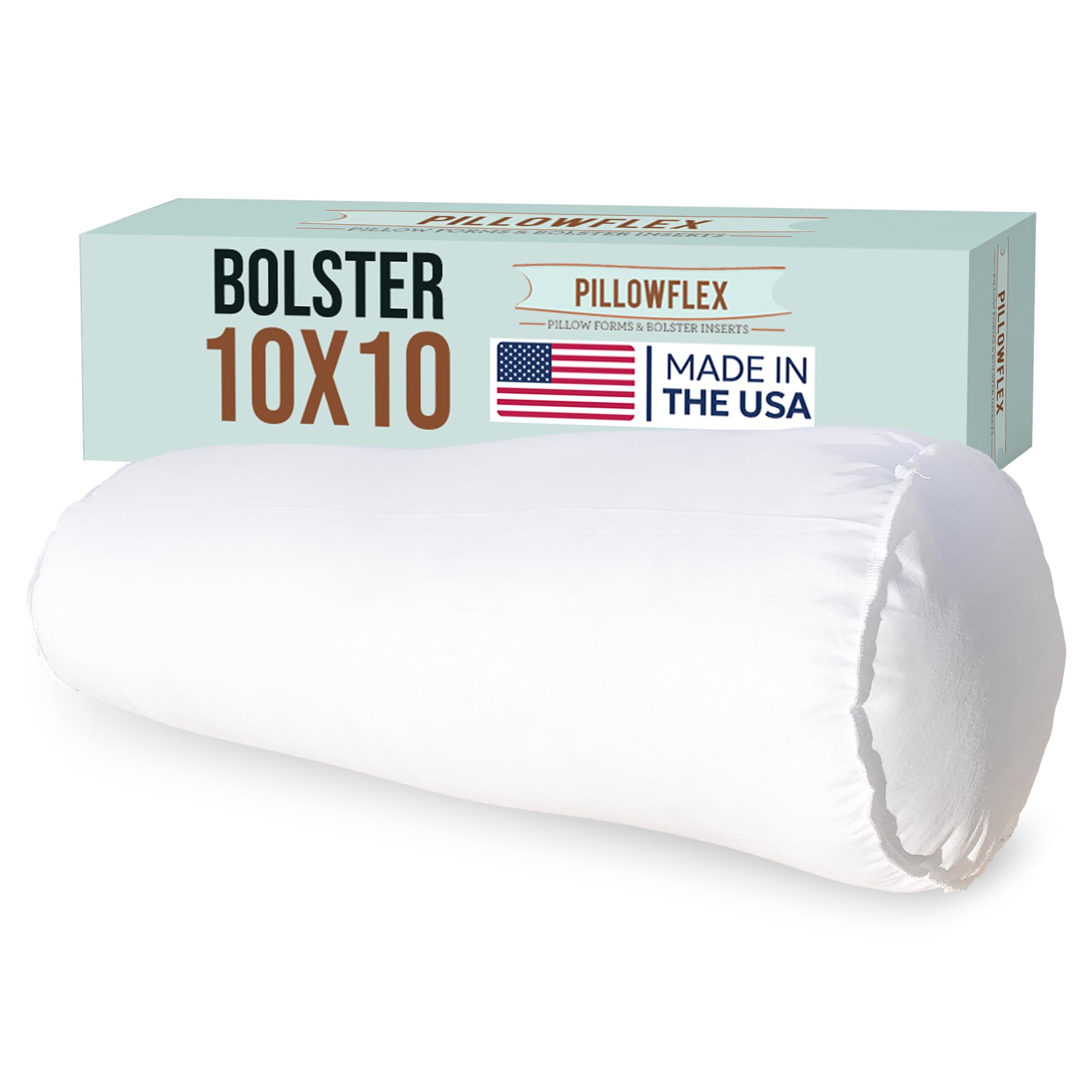 Pillowflex Bolster Pillow 10 Inch - White Round Soft Roll Pillow with Plush Polyester Filling, Comes in a Poly-Cotton Shell, Odorless, Lint, and Dust-Free, No Lumps Stuffing for Pillows