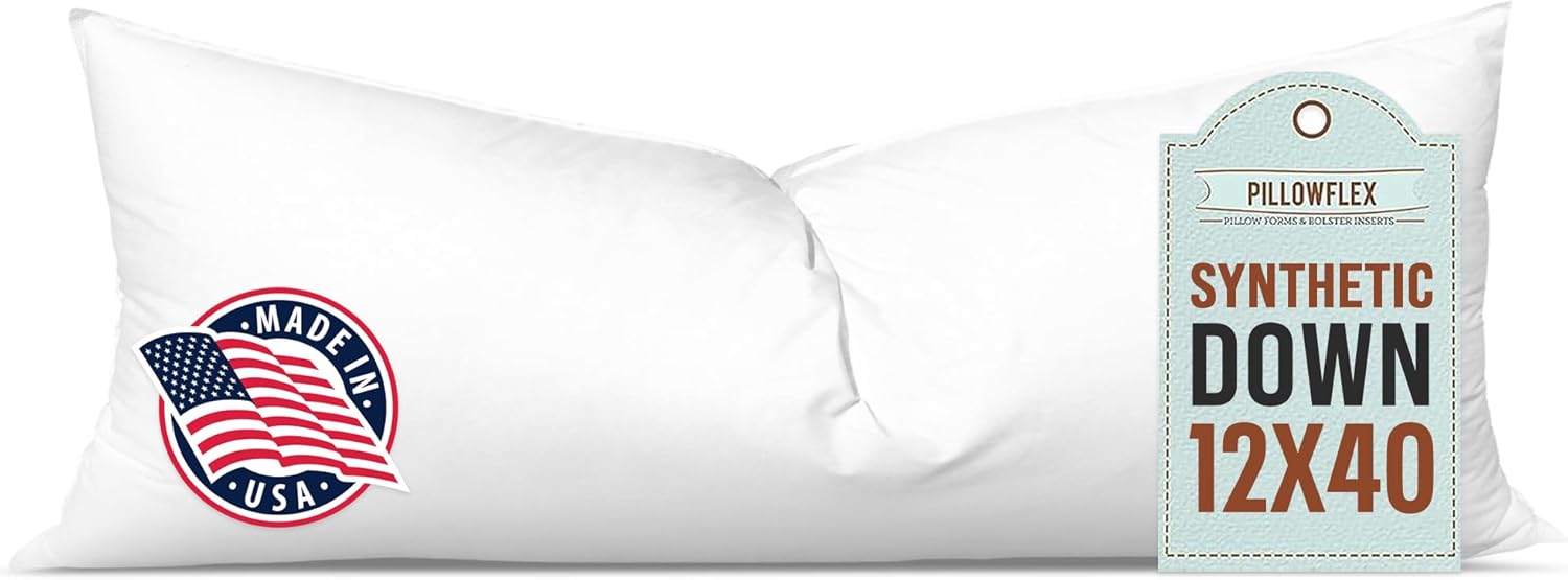 Pillowflex Synthetic Down Pillow Insert - 12x40 Down Alternative Pillo