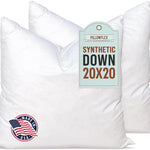Pillowflex Synthetic Down Alternative Pillow Inserts for Shams - Comfy Pillows for Sleeping, Perfect Pillow & Best Sleeping Pillows, Handmade Down Alternative Throw Pillow Inserts - (20x20 Set of 2)