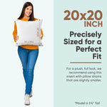 Pillowflex Synthetic Down Alternative Pillow Inserts for Shams - Comfy Pillows for Sleeping, Perfect Pillow & Best Sleeping Pillows, Handmade Down Alternative Throw Pillow Inserts - (20x20 Set of 2)