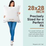 Pillowflex Synthetic Down Pillow Insert - 28x28 Down Alternative, Ultra Soft Large Square European Throw Pillow, Couch Euro Sham, Bed - 1 Decorative Form