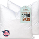 Pillowflex Synthetic Down Alternative Pillow Inserts for Shams - Comfy Pillows for Sleeping, Perfect Pillow & Best Sleeping Pillows, Handmade Down Alternative Throw Pillow Inserts - (19x19 Set of 2)