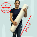 Pillowflex Bolster Pillow - 6 Inch - Plush Polyester-Filled Insert for Decorative Shams - Odorless, Lint and Dust-Free Polyester Filling, No Lumps, Poly-Cotton Shell for Decorative Shams (White, Round)