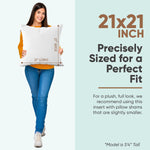 Pillowflex Synthetic Down Pillow Insert - 21x21 Down Alternative, Ultra Soft Large Square Throw Pillow, Couch Sham, Bed Sleeping - 1 Decorative Accent Form