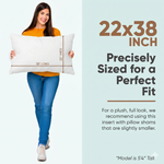 Pillowflex Synthetic Down Pillow Insert - 22x38 Down Alternative Pillow, Ultra Soft Oversized King Bed Sleeping Pillow, Large Rectangle Sham - 1 Decorative Pillow Form